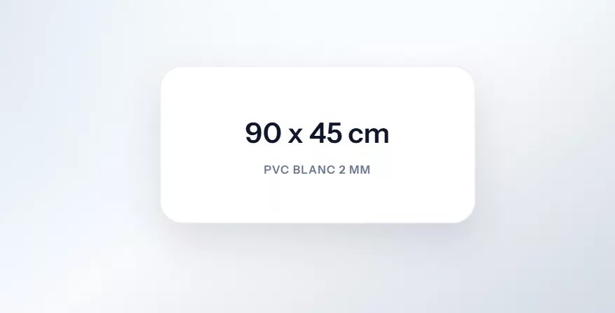 Configurateur de plaque personnalisée avec dimensions et rendu produit